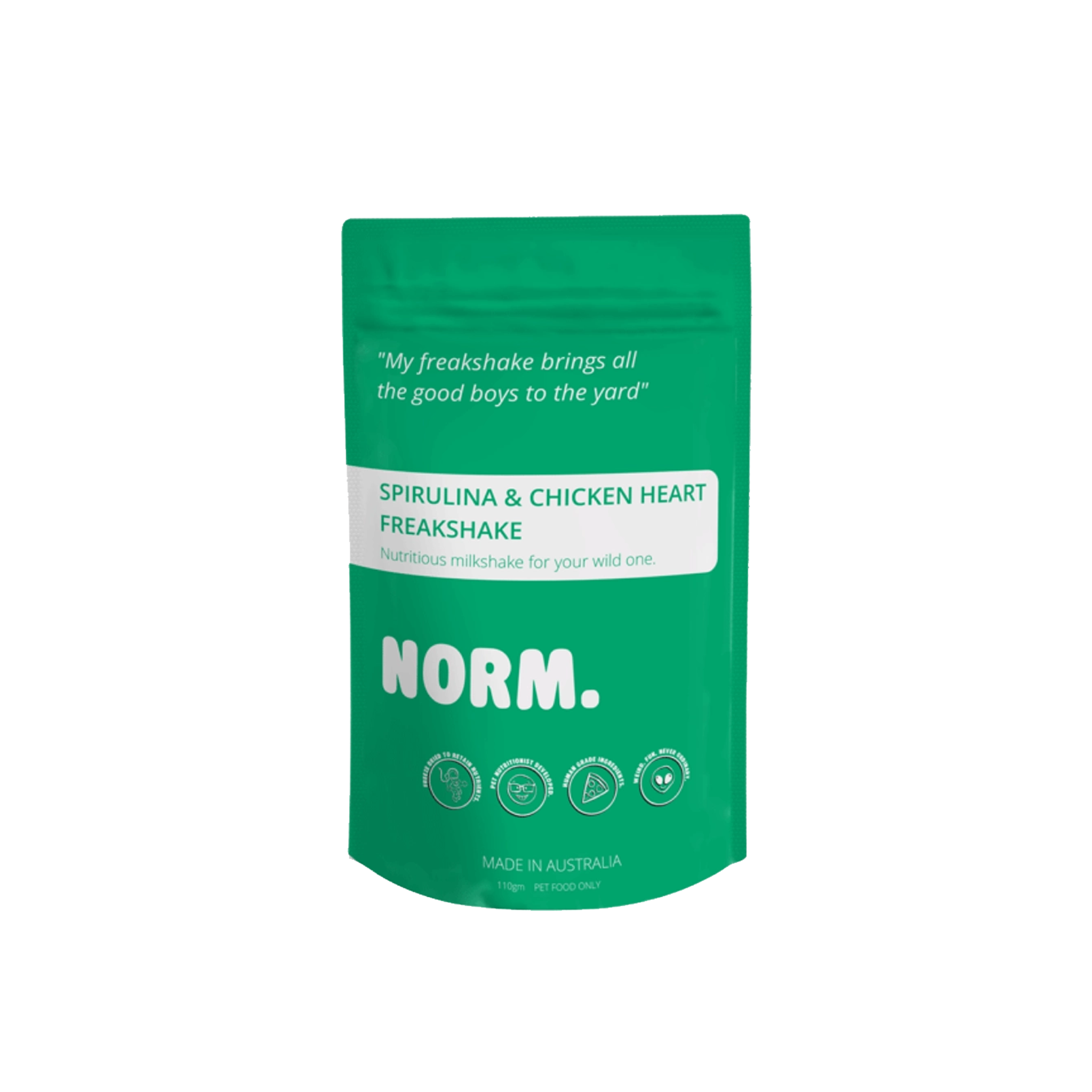 norm spirulina chicken heart freakshake