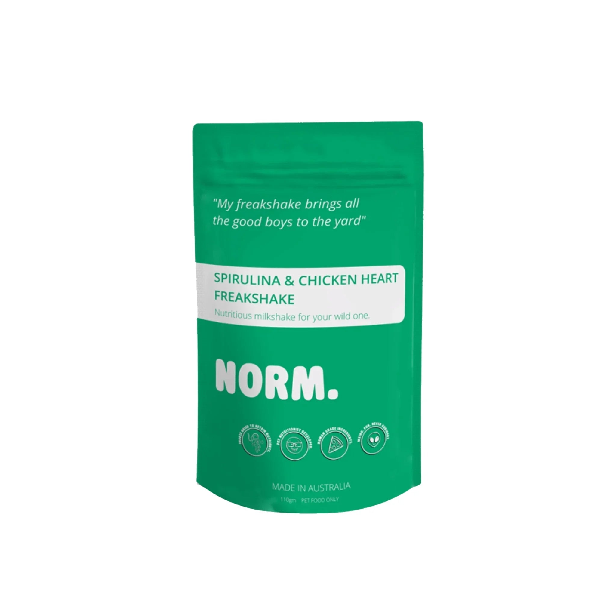norm spirulina chicken heart freakshake