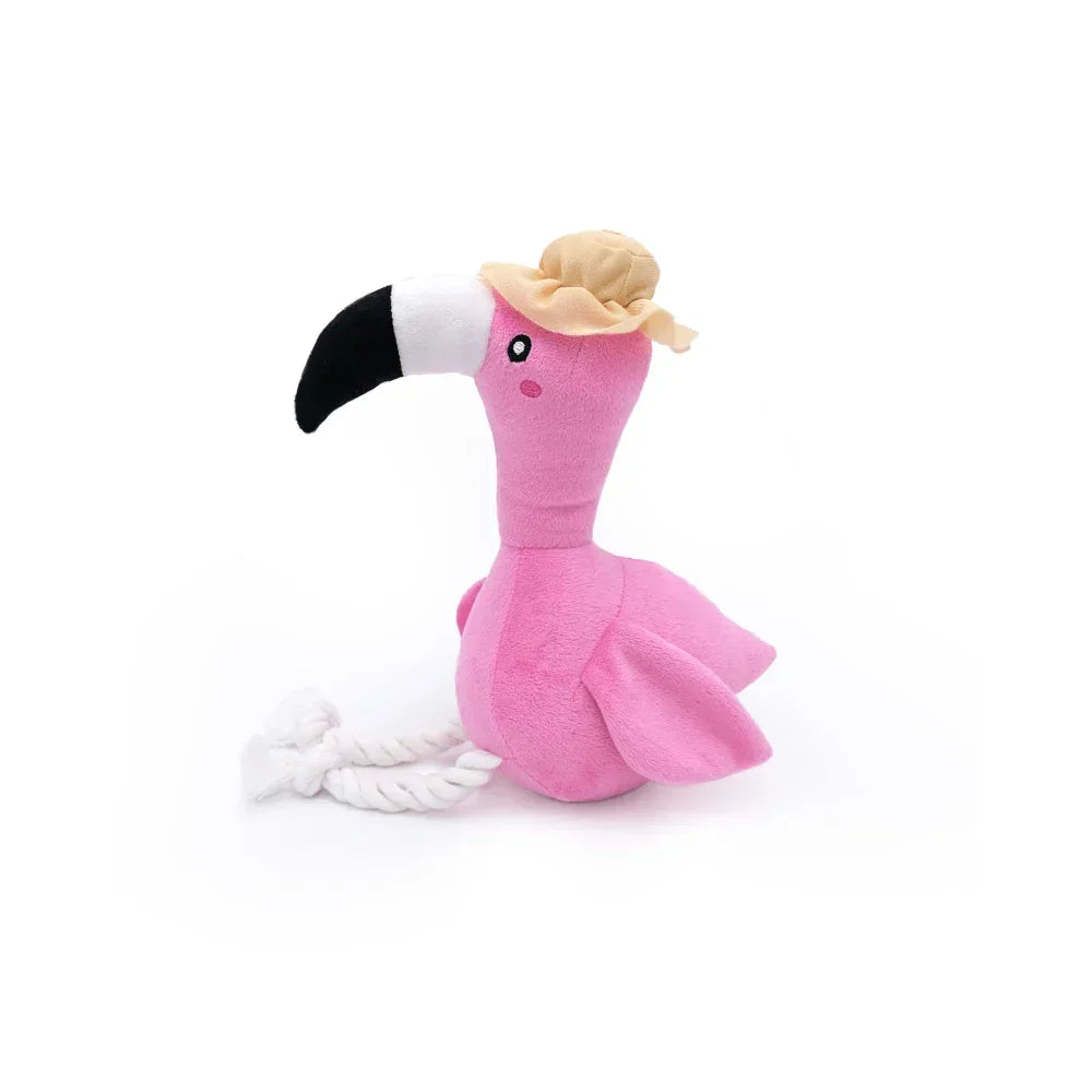 peluche zippypaws playful pal freya le flamant rose