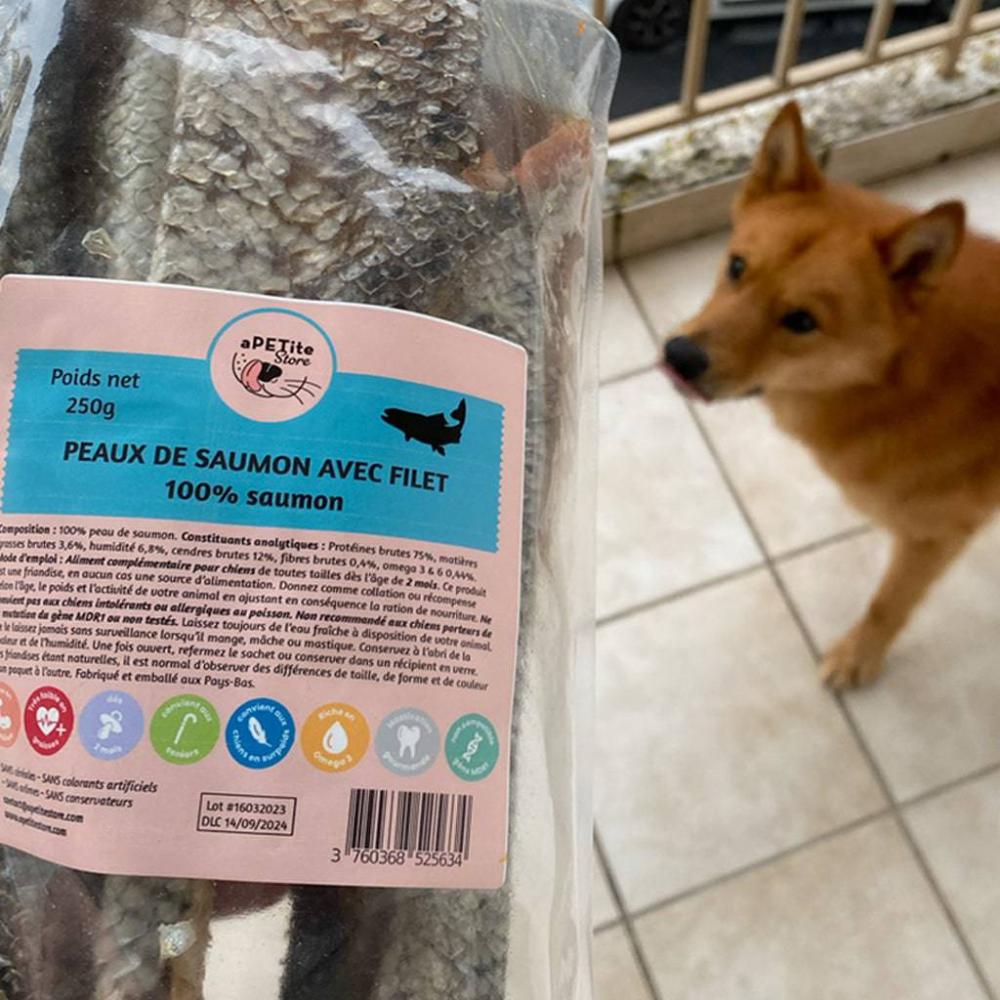 peau de saumon avec filet pour chien