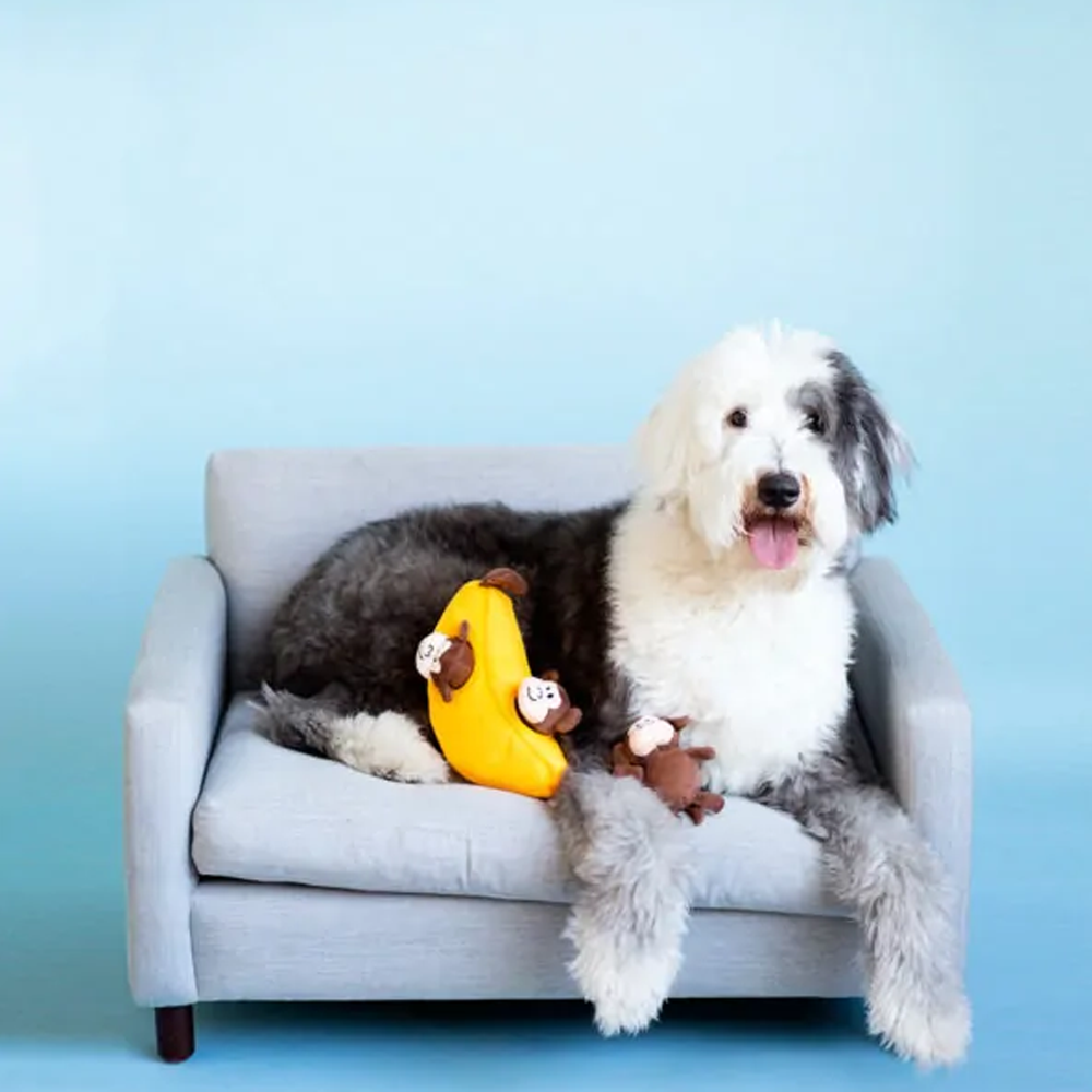 peluche d'occupation banane singe zippy paws