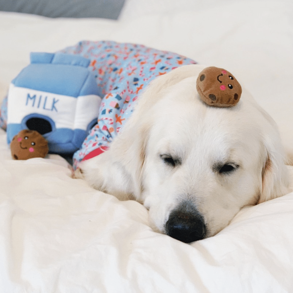 peluche milk and cookies chien