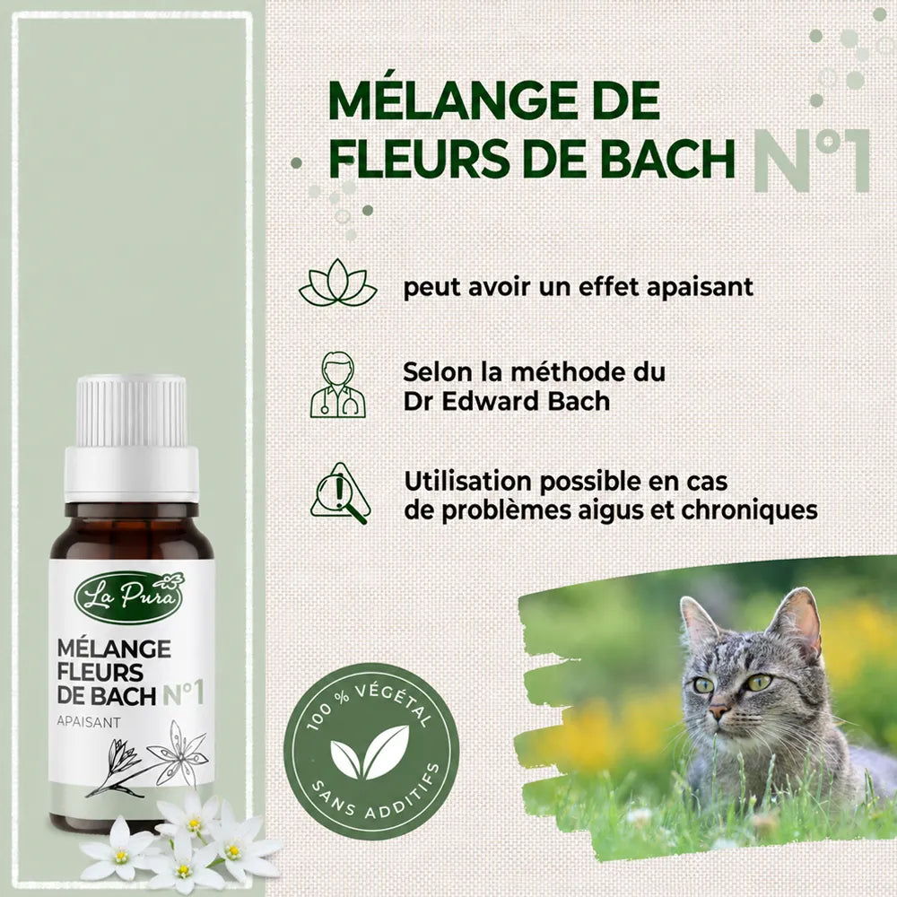 Fleurs de Bach n° 1 LaPura – Granules apaisantes pour chien et chat – 10g