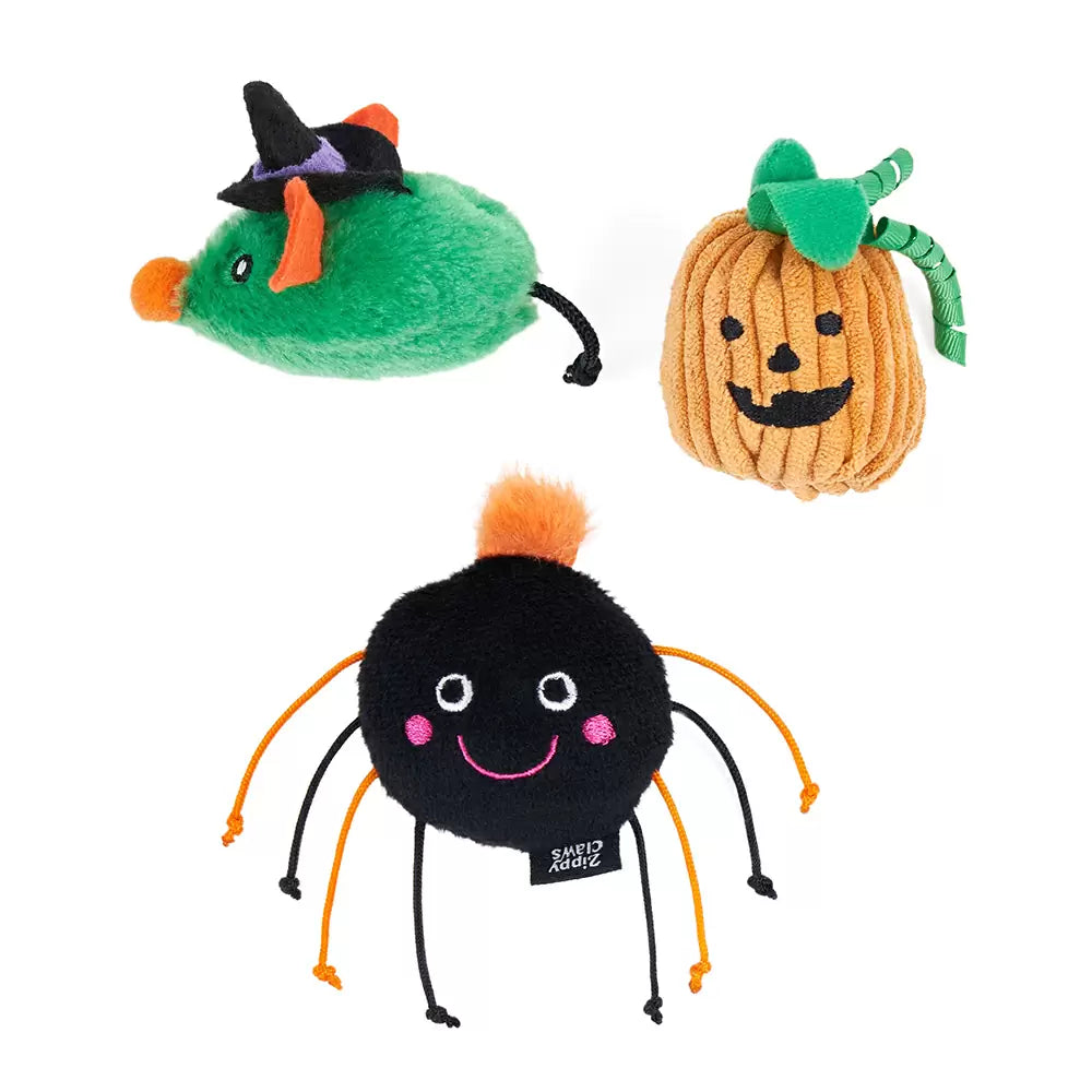Peluches Créatures Hantées – Lot de 6 jouets pour chat – ZippyClaws® Halloween
