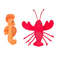 Peluches Hippocampe et Homard – Lot de 2 jouets pour chat – ZippyClaws® Mesh Mates