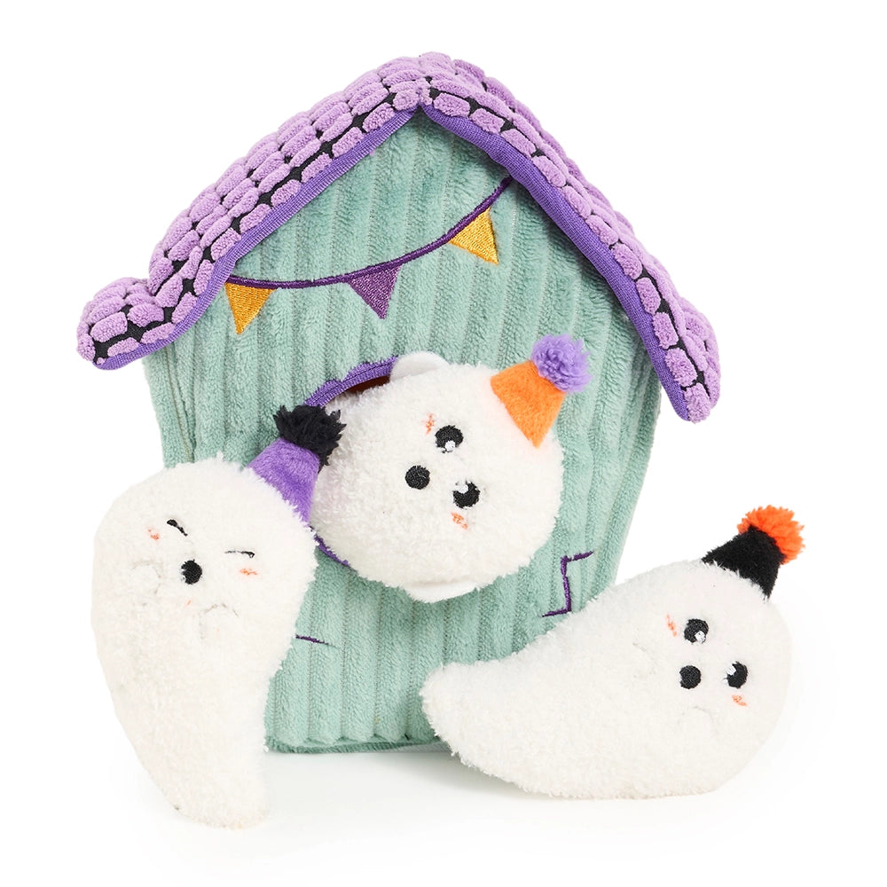 Peluche de flair Maison Hantée – Jouet d'occupation pour chien – ZippyPaws® Burrow™ Halloween