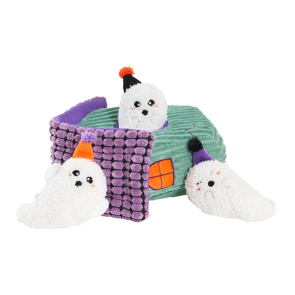 Peluche de flair Maison Hantée – Jouet d'occupation pour chien – ZippyPaws® Burrow™ Halloween