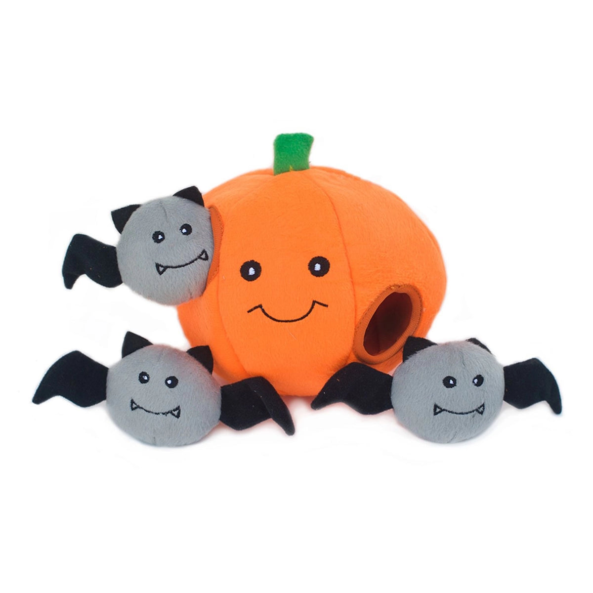 Peluche de flair Citrouille et Chauves-souris – Jouet d'occupation pour chien – ZippyPaws® Burrow™