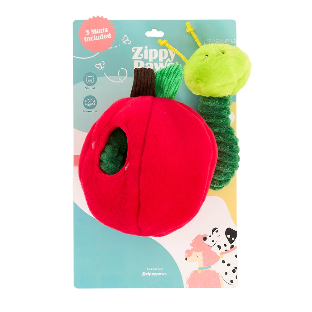 Peluche de flair Pomme et Vers – Jouet d'occupation pour chien – ZippyPaws® Burrow™