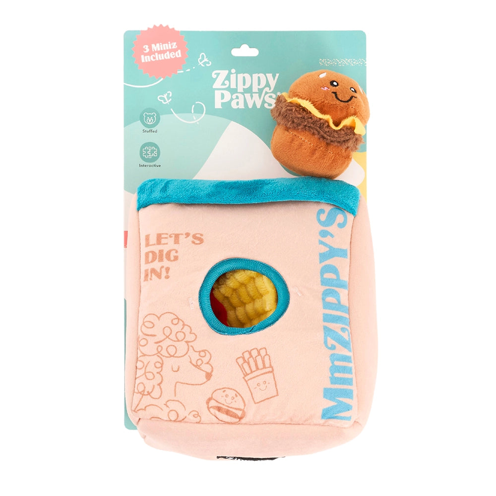 Peluche de flair Menu Fast-Food – Jouet d'occupation pour chien – ZippyPaws® Burrow™