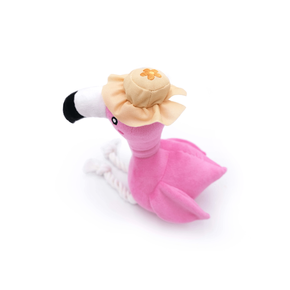 peluche zippypaws playful pal freya le flamant rose