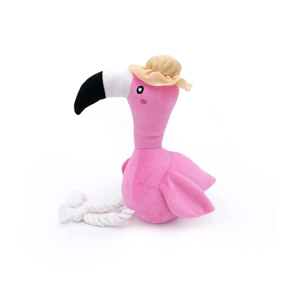 peluche zippypaws playful pal freya le flamant rose