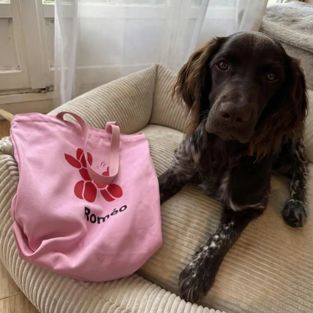 Tote bag A PET STORE – Sac en toile zippé rose avec poche intérieure