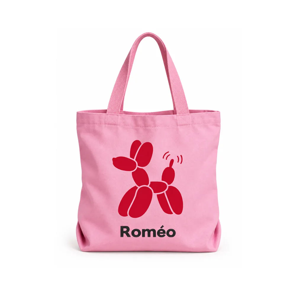 Tote bag A PET STORE – Sac en toile zippé rose avec poche intérieure