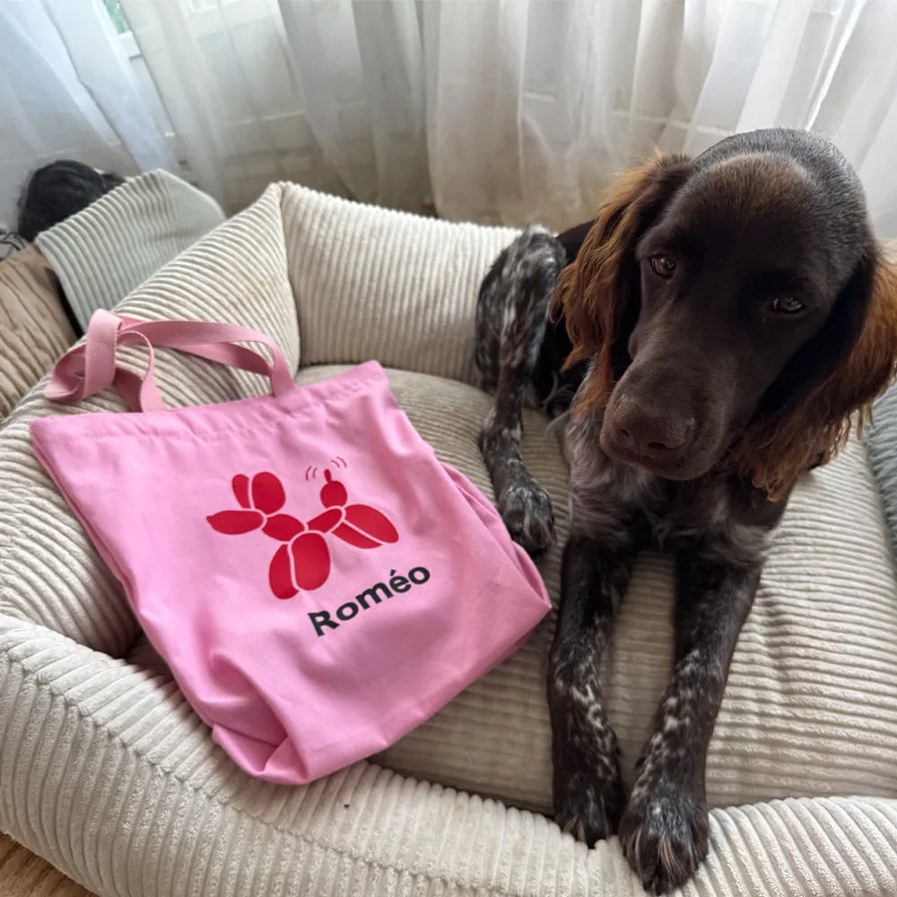 Tote bag A PET STORE – Sac en toile zippé rose avec poche intérieure