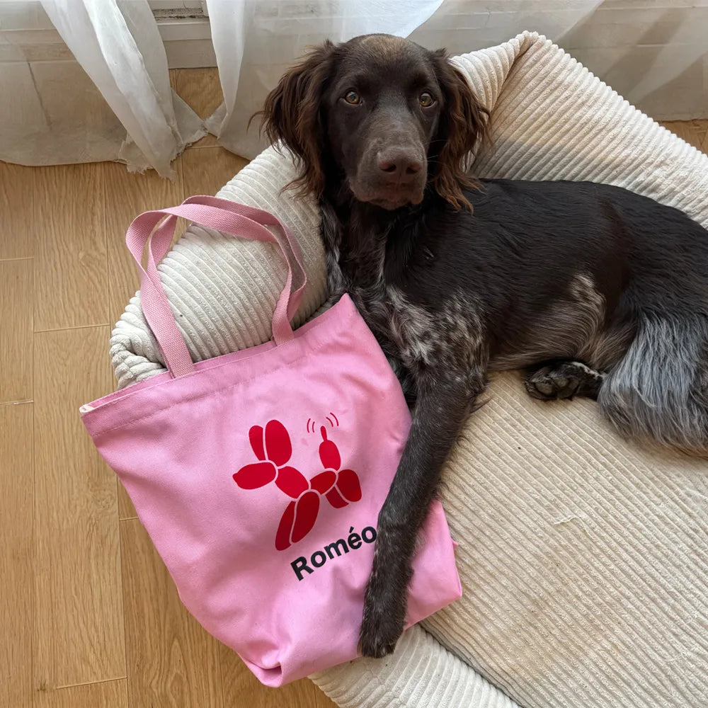 Tote bag A PET STORE – Sac en toile zippé rose avec poche intérieure