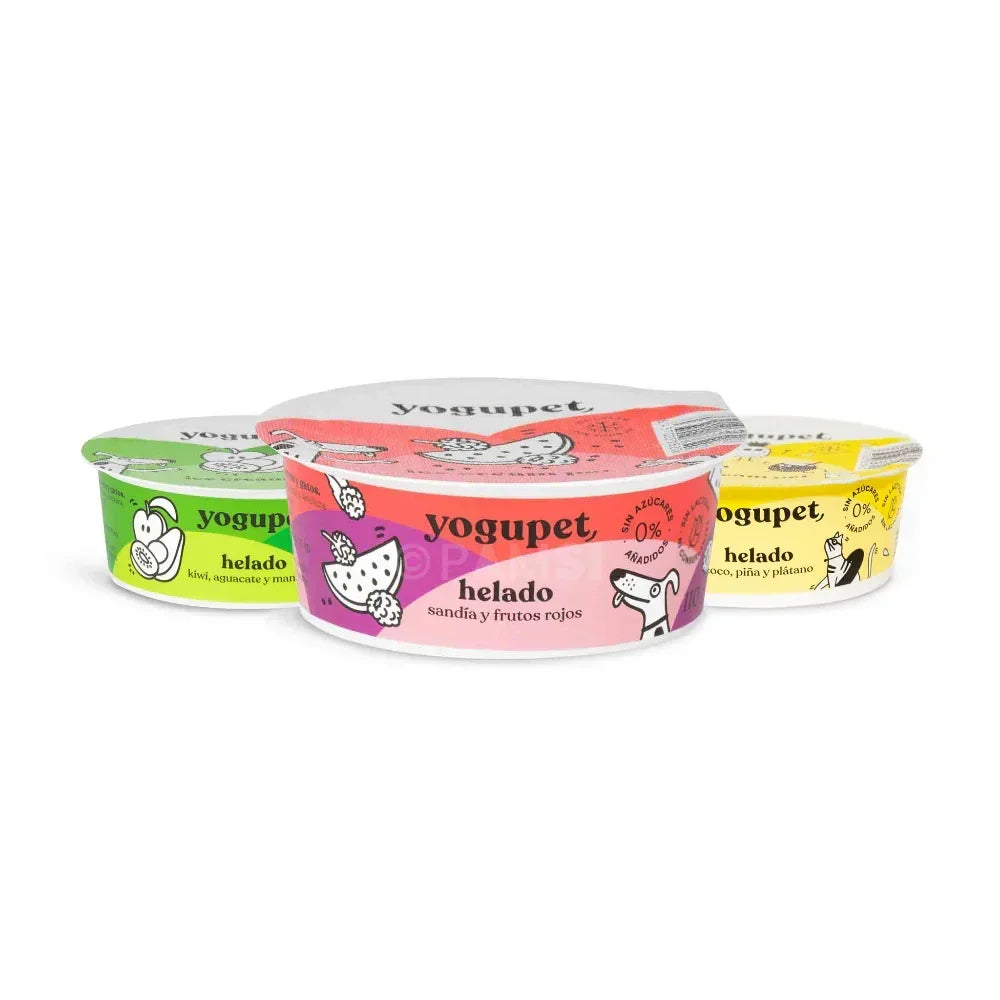 Crème à glacer pasteurisées sans lactose pour chiens et chats 🍦🍉🍓🍏🍐🥝🥥🍍🍌 – Yogupet – 110g