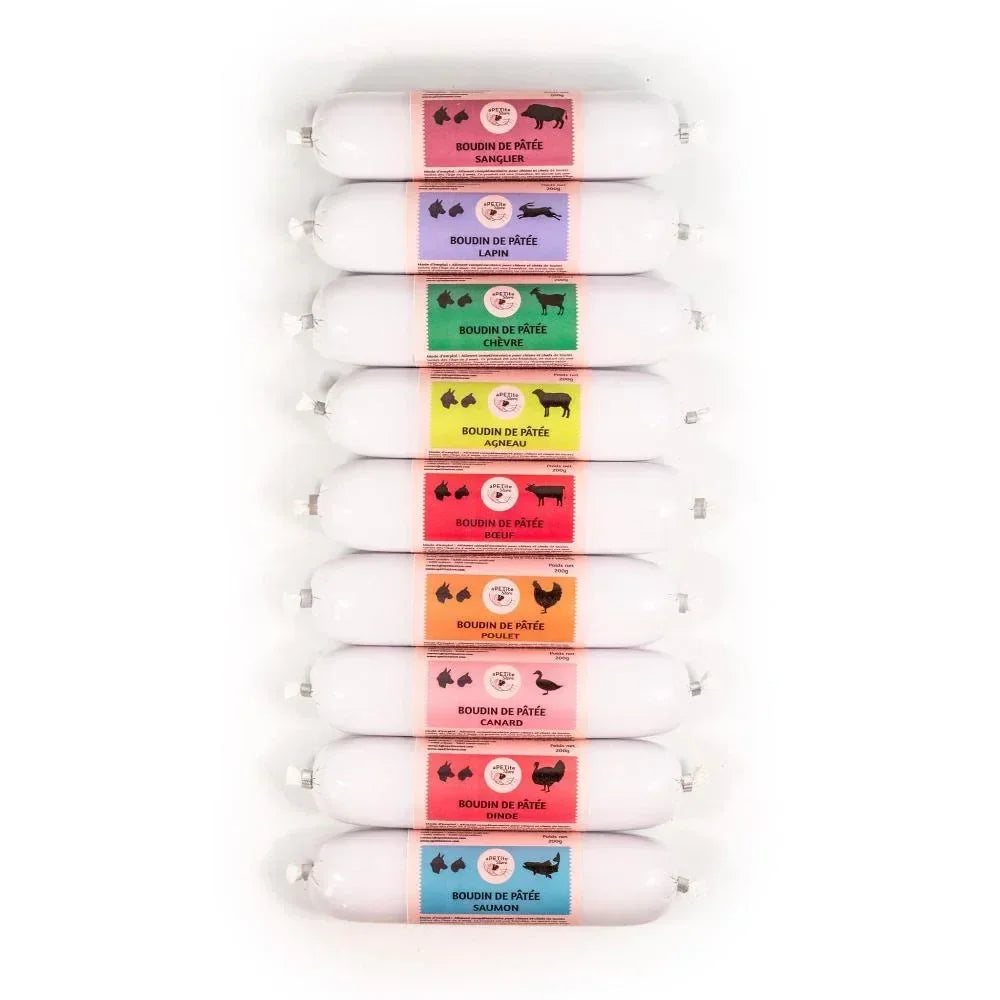 Boudins de pâtée pour chiens & chats – Friandise à découper ou étaler – Texture ferme
