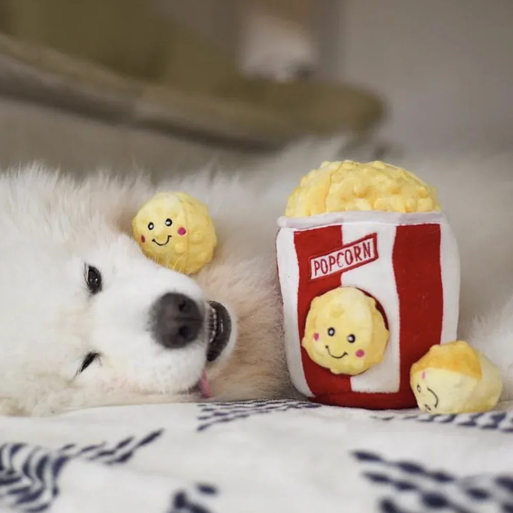 peluche popcorn pour chien